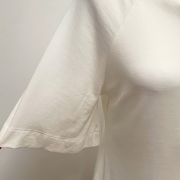 Duette NYC Top/Blouse White w/Silver Chain at Neck Belled Half Sleeves Size XS - Picture 3 of 9